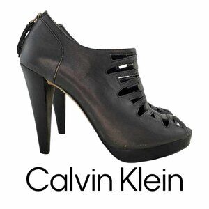 Calvin Klein Raine Platform Open Toe Heeled Booties Sz 6M - Grey